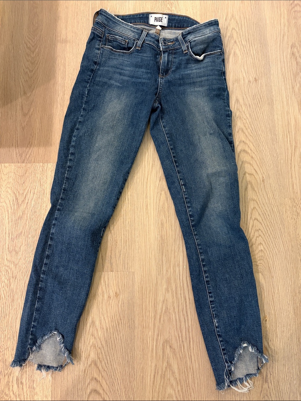 PAIGE Dark Blue Distressed Skinny Jeans